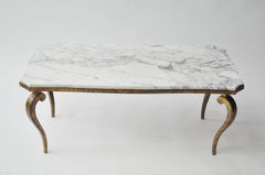 Marble and Gold-Leaf Cabriole Leg Coffee Table by Ramsay