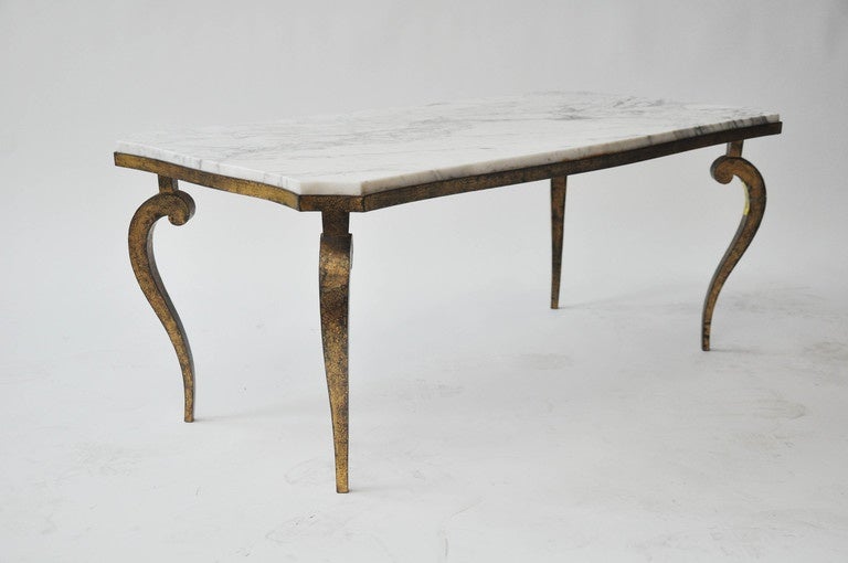 20th Century Marble and Gold-Leaf Cabriole Leg Coffee Table by Ramsay