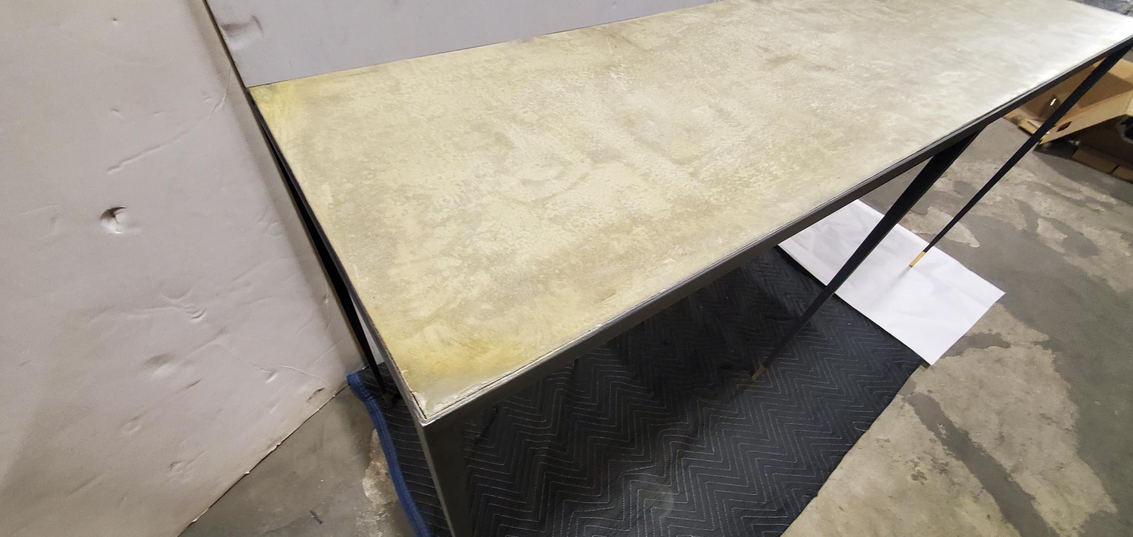 JMF Style Polished Concrete and Iron Console For Sale 8