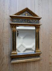 1950s Small Pedimented Hand-Painted Florentine Italian Mirror