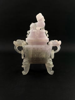Chinese incense burner with a rose quartz lid—early 20th century. China