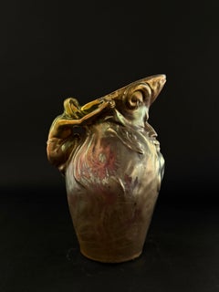 Delphin Massier—ceramic jug with metallic-glaze finish—late 19th century