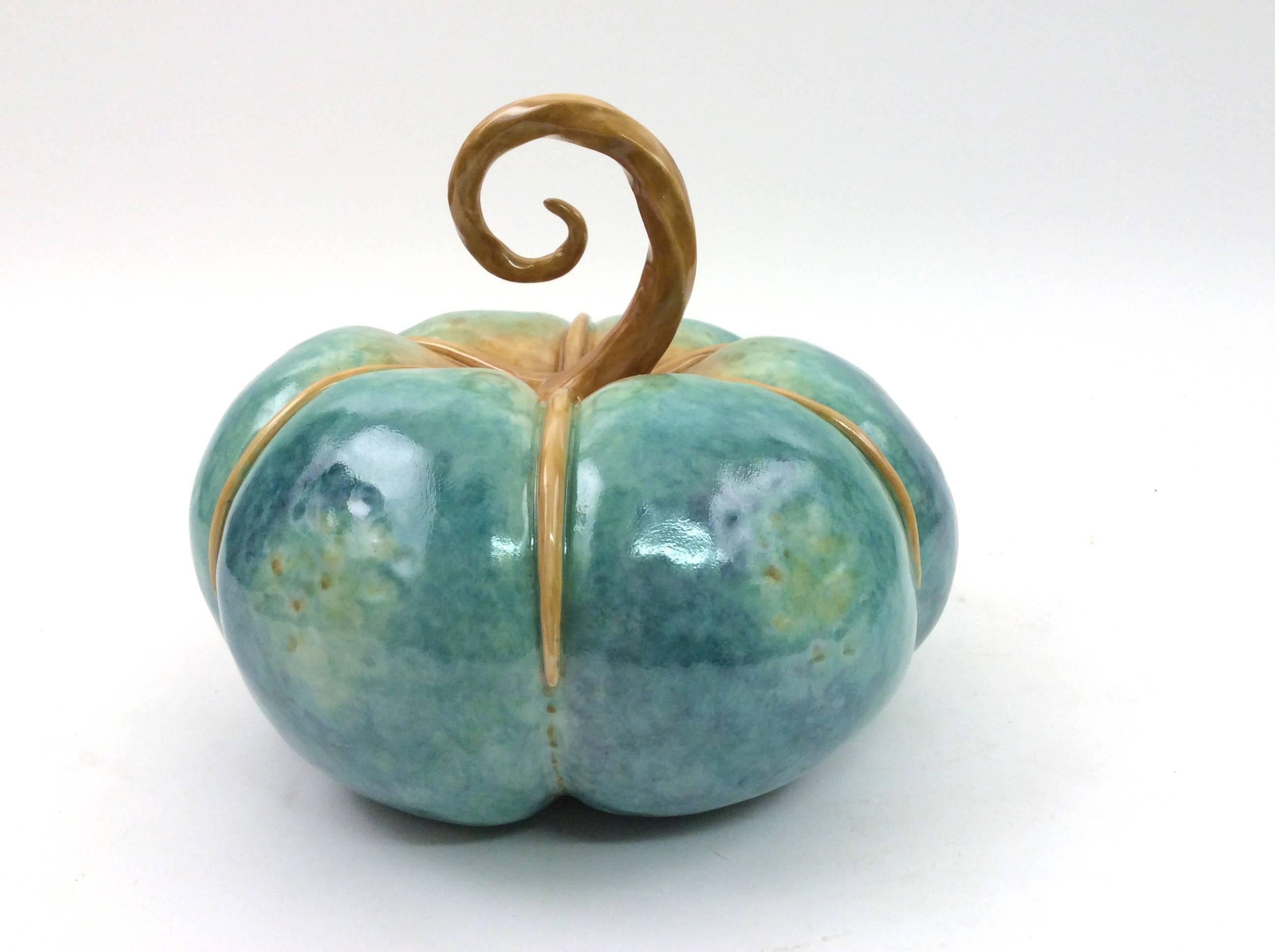 This melon is inspired by Etruscan Amphora shards discovered in Roman archaeological digs. This is a one of a kind handcrafted piece.
Katherine Houston is a living artist working in an 18th century technique, adapting the techniques and masterful