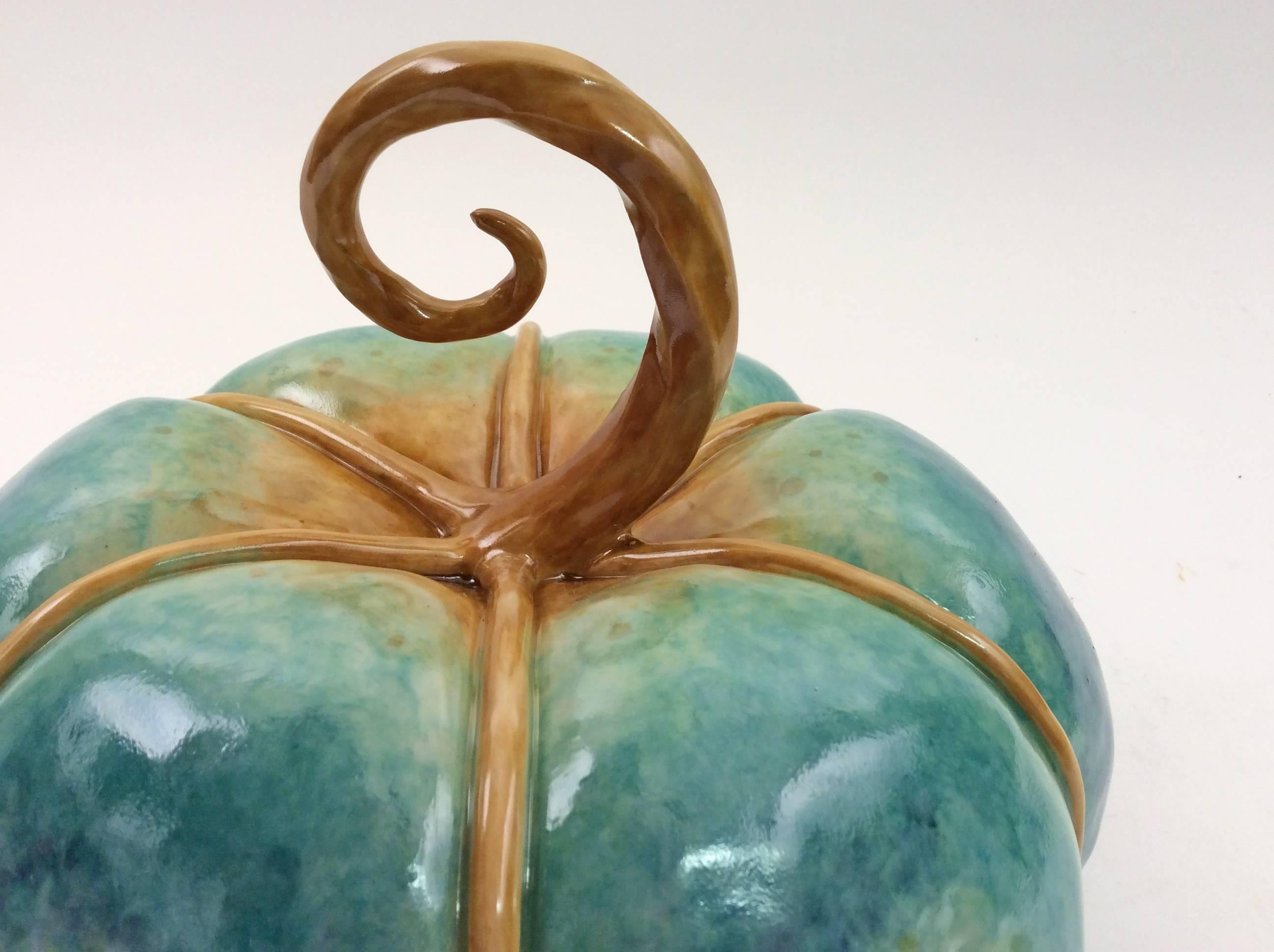 Etruscan Colored Melon Sculpture In Excellent Condition For Sale In Boston, MA