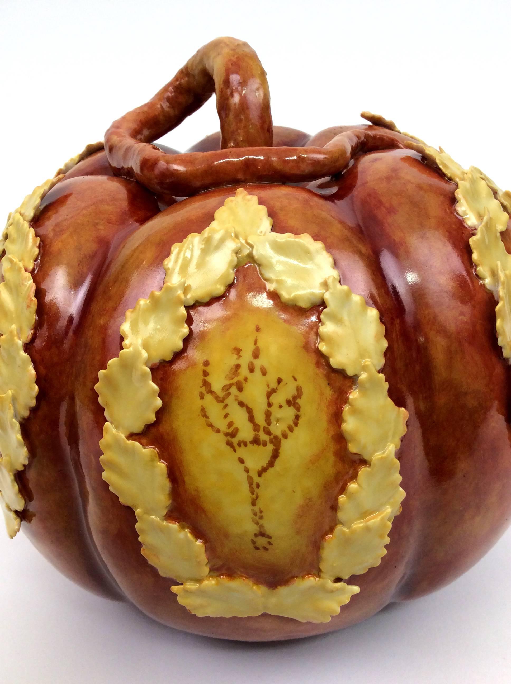 Glazed Amber Melon with Greek Medallions For Sale