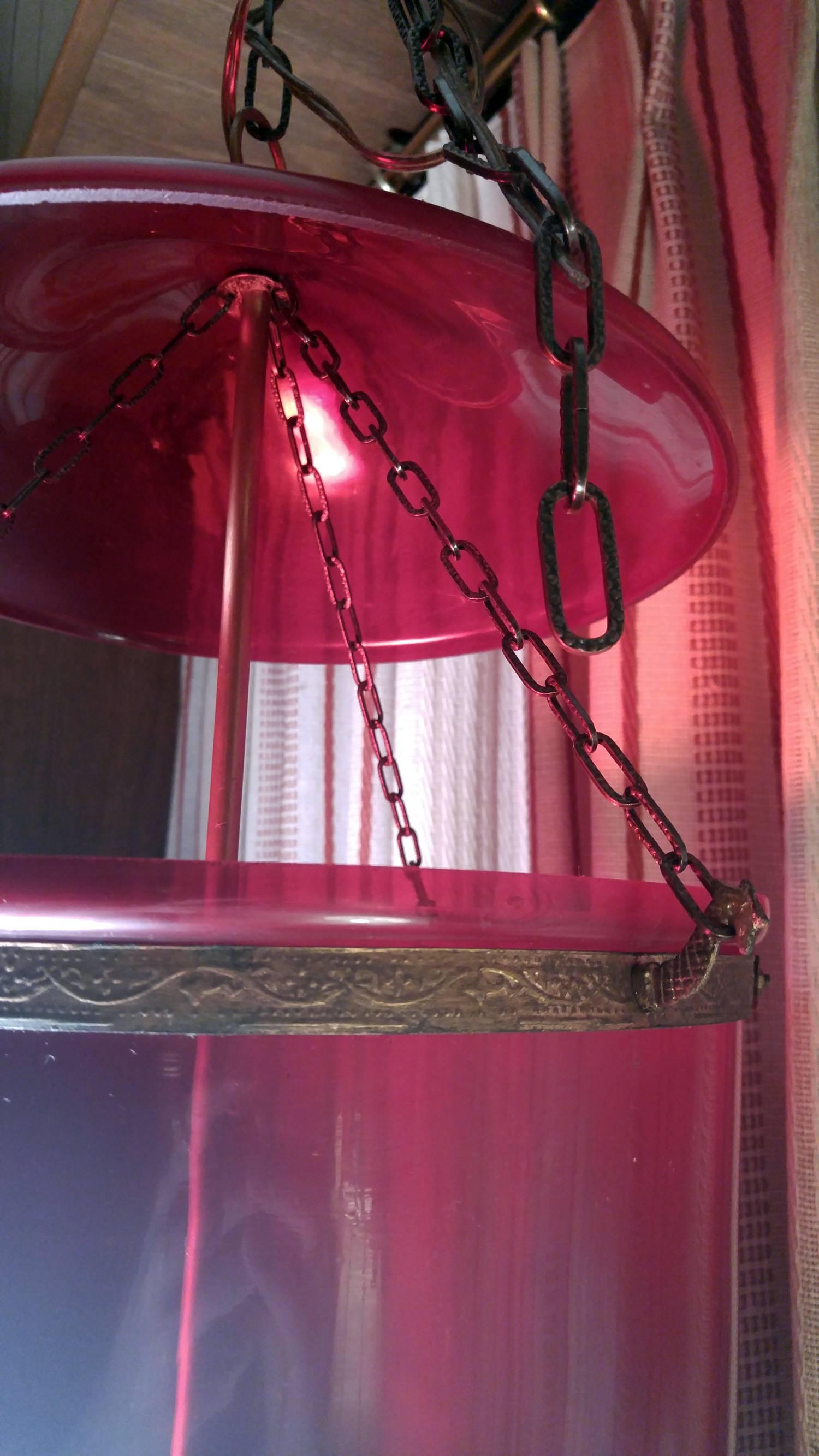 Brass 19th Century Regency Handblown Glass Lantern