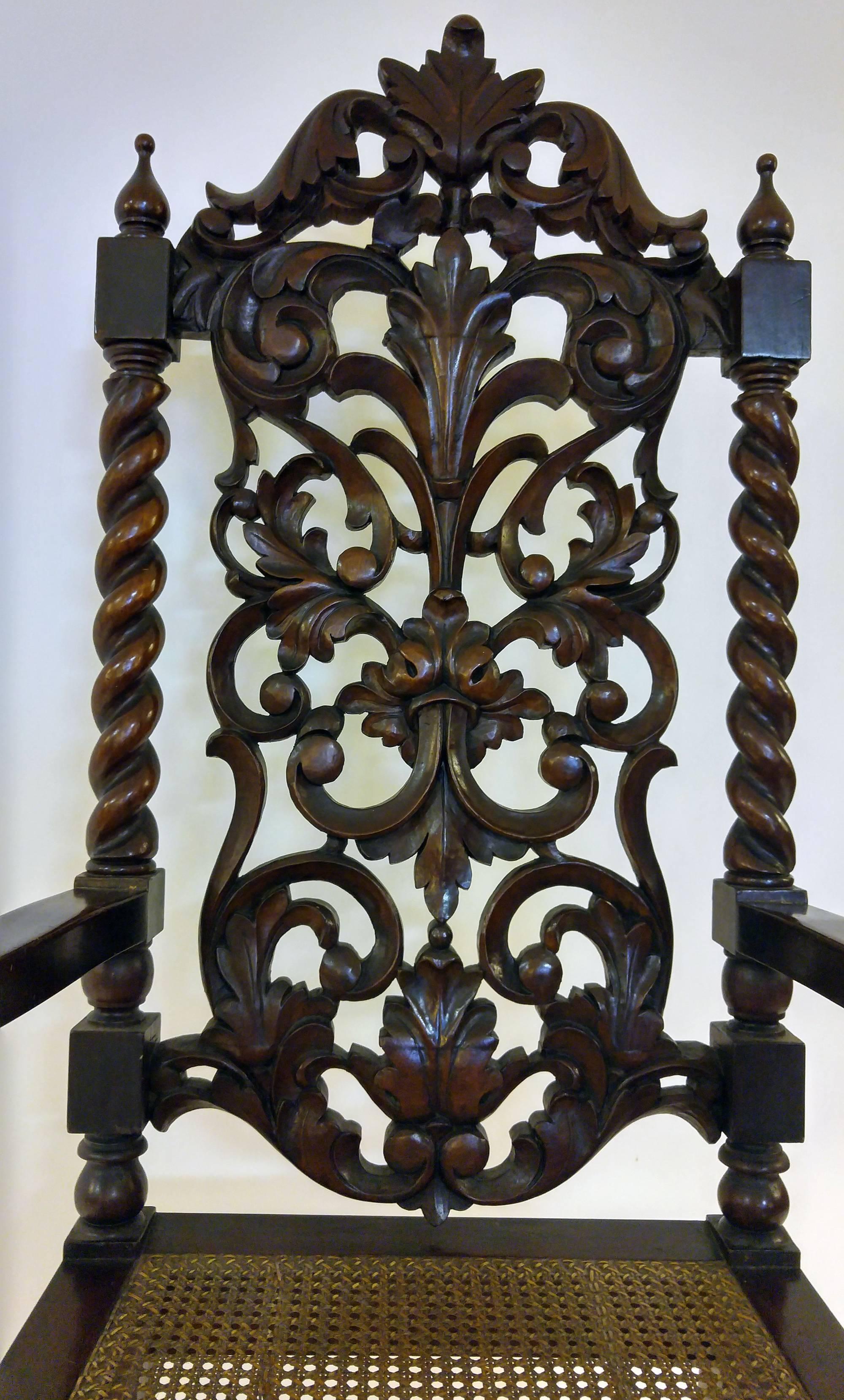 Jacobean Style Dining Table and Eight Chairs, late 19th/early 20th century In Good Condition In Savannah, GA