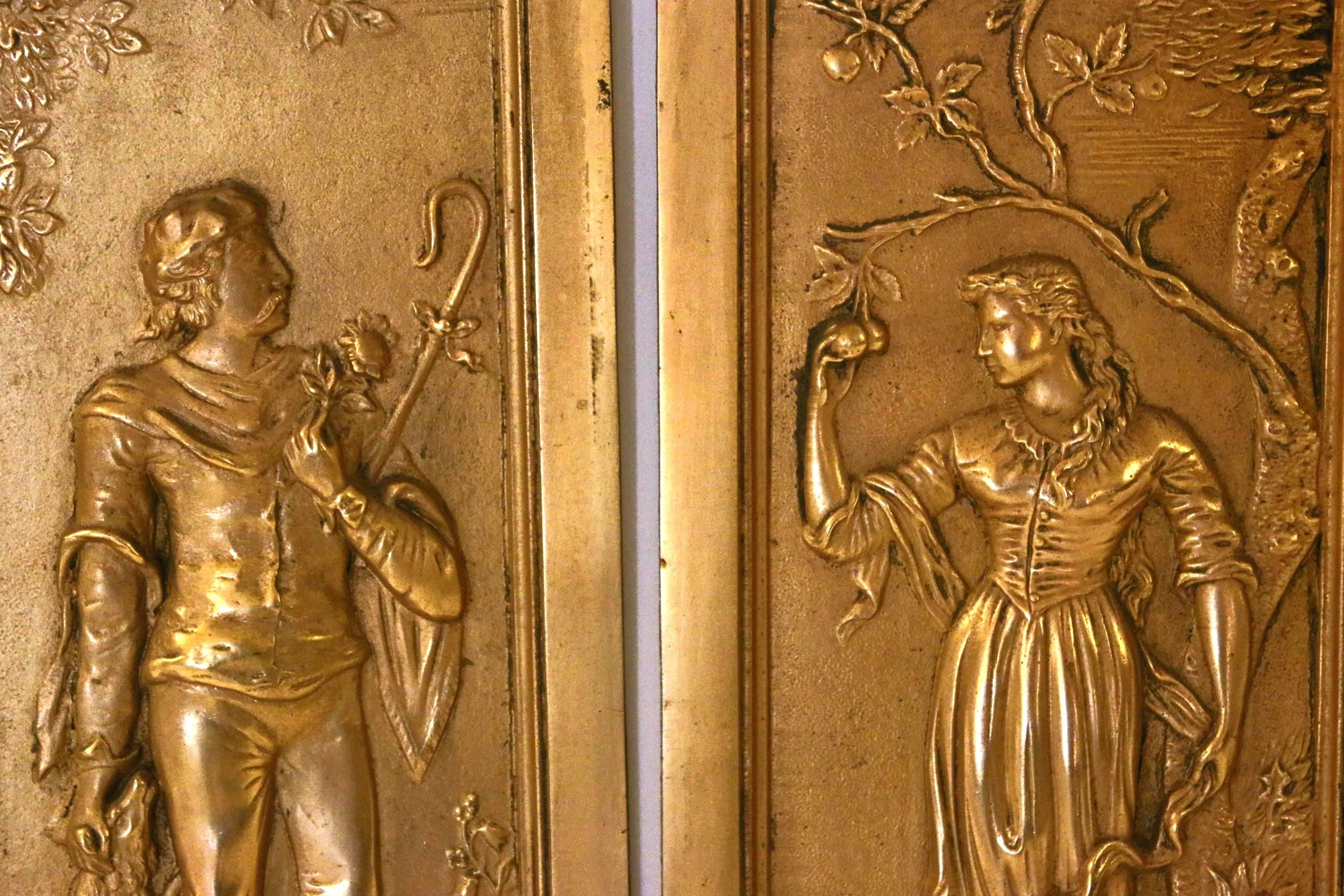 Late Victorian 19th Century Cast Bronze Relief Panels