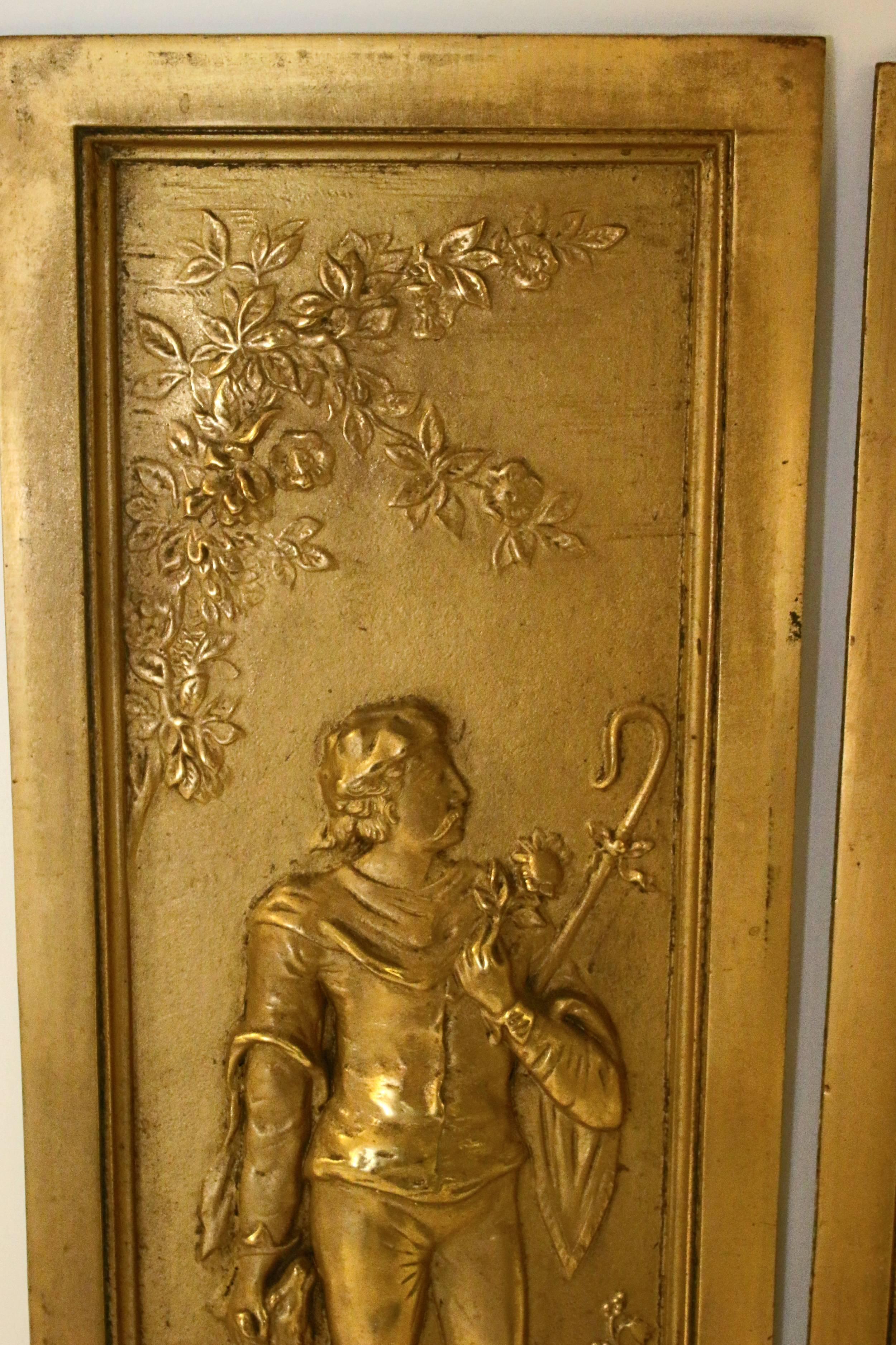 19th Century Cast Bronze Relief Panels In Good Condition In Savannah, GA