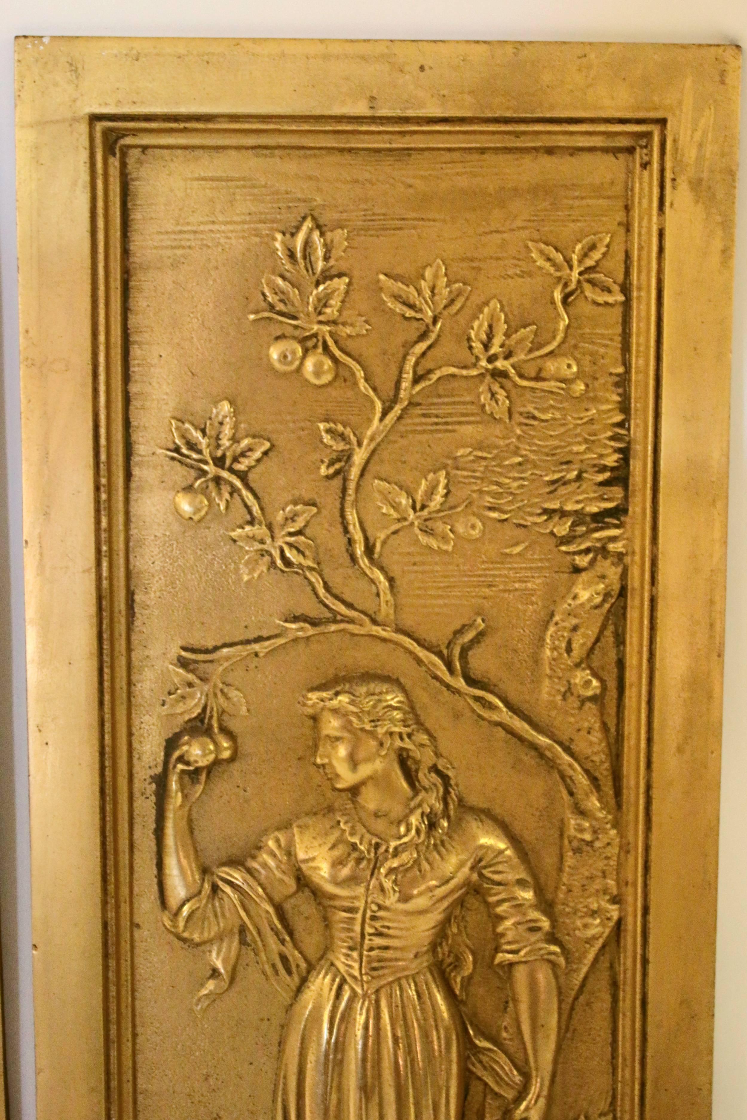 Brass 19th Century Cast Bronze Relief Panels