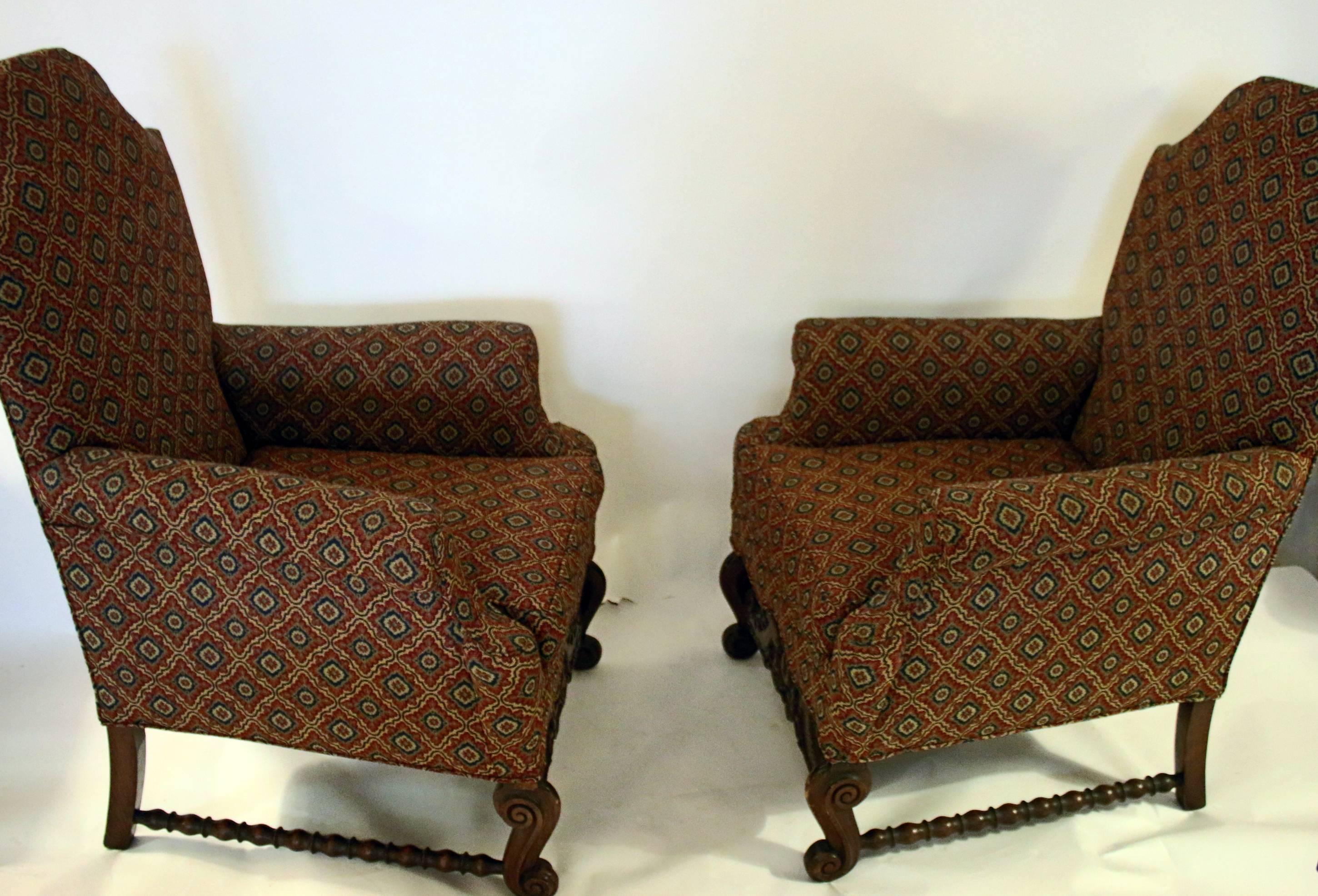 Stuhl im Jacobean-Revival-Stil des 19. Jahrhunderts, Paar (Mahagoni) im Angebot