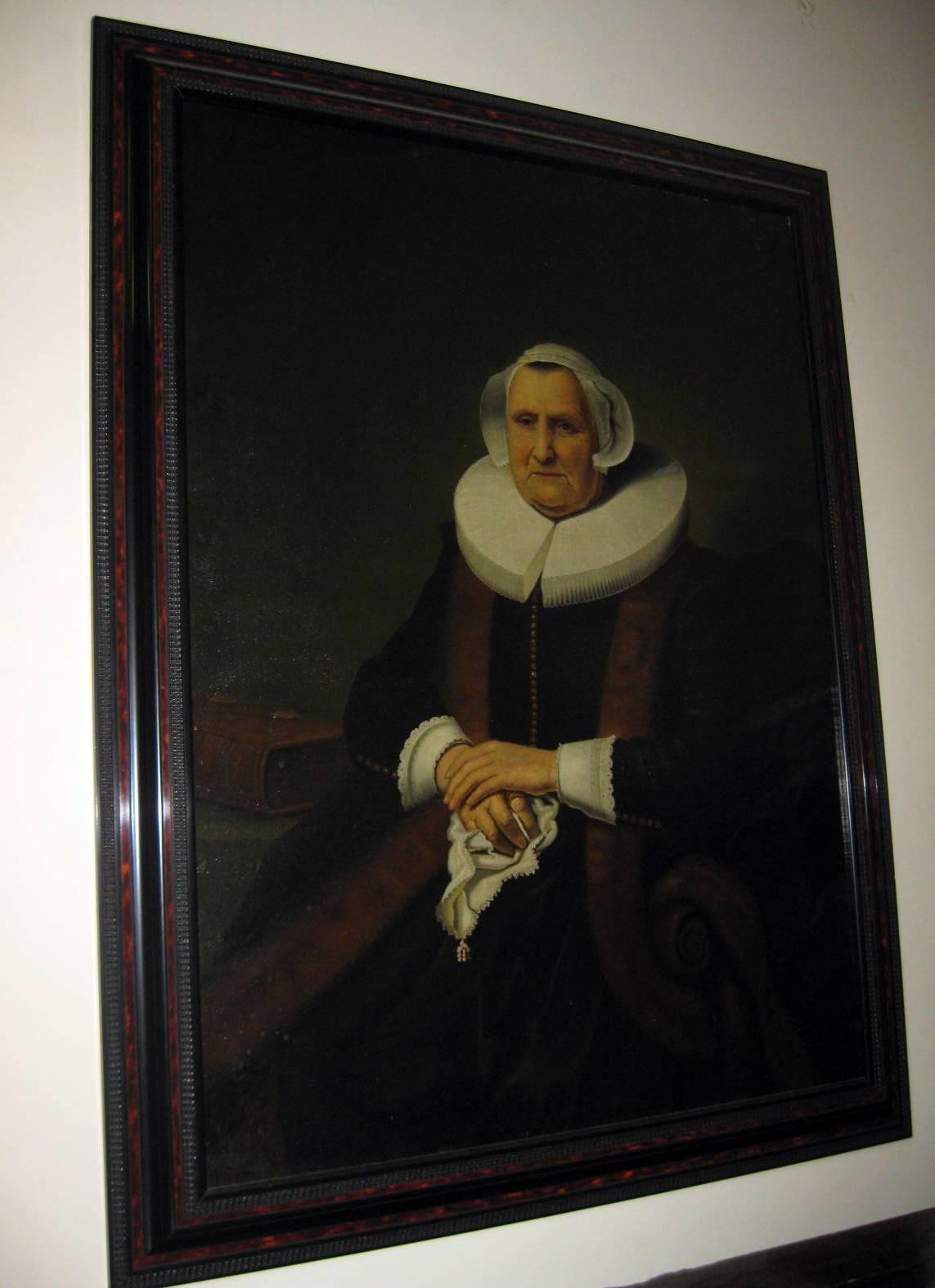 Ébénisé Portrait néerlandais du XIXe siècle, huile sur toile en vente