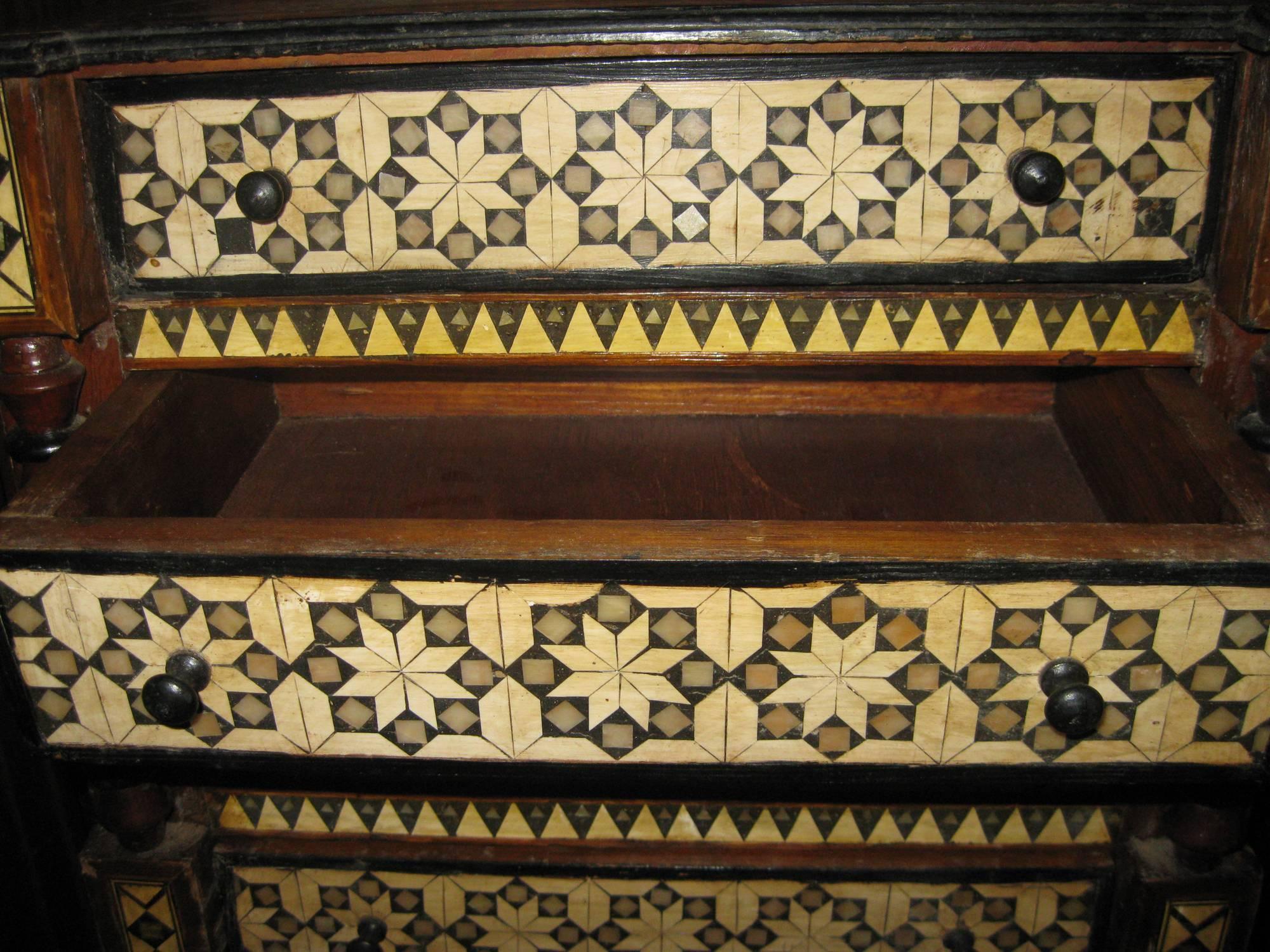 Inlay 19th Century Inlaid Moroccan Miniature Chest