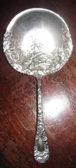 19th century Sterling Silver Nut Spoon Chrysanthemum Pattern