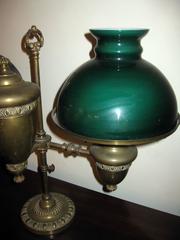 19th century American Double Student Kerosene Burning Oil Lamp