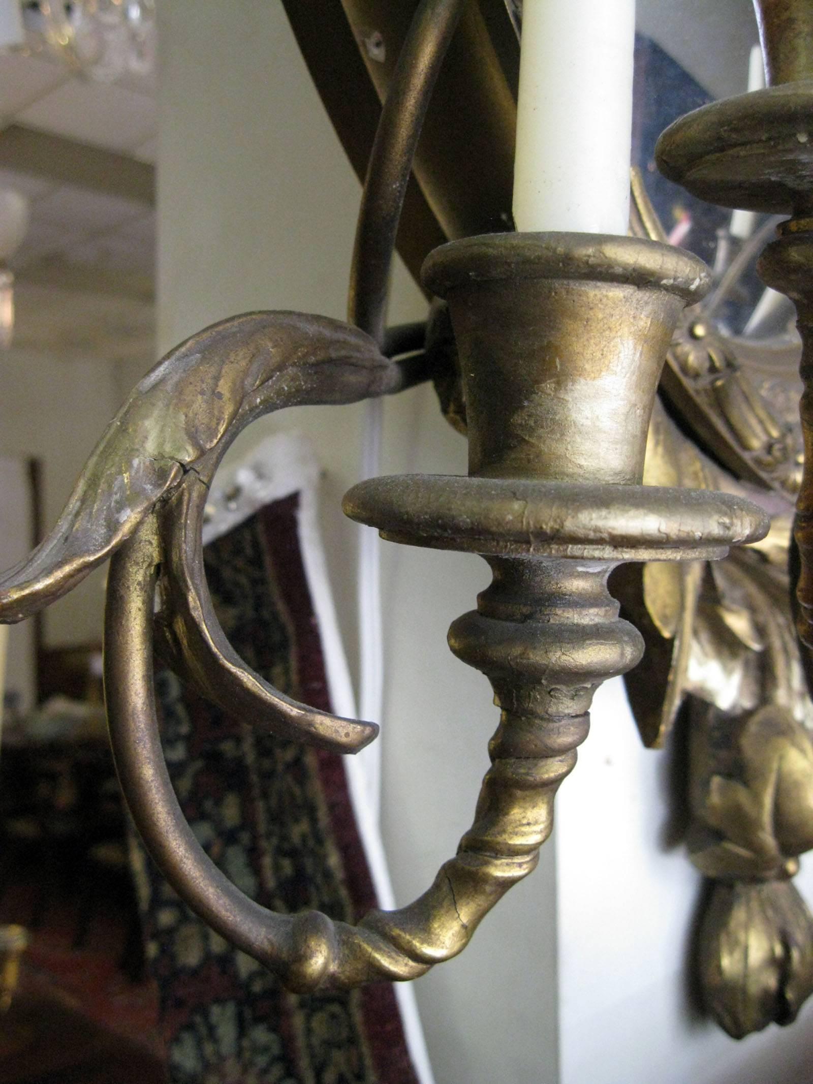 19th Century American Giltwood Convex Girandole Mirror In Good Condition In Savannah, GA