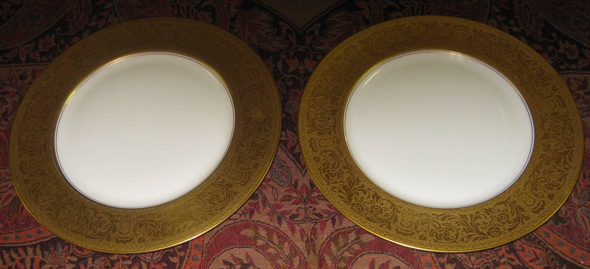 Porcelain Bavarian Gold Rimmed Dinner Plates Set of 12