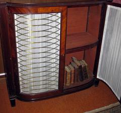 19th century English Regency Mahogany Bookcase with Brass Grillwork
