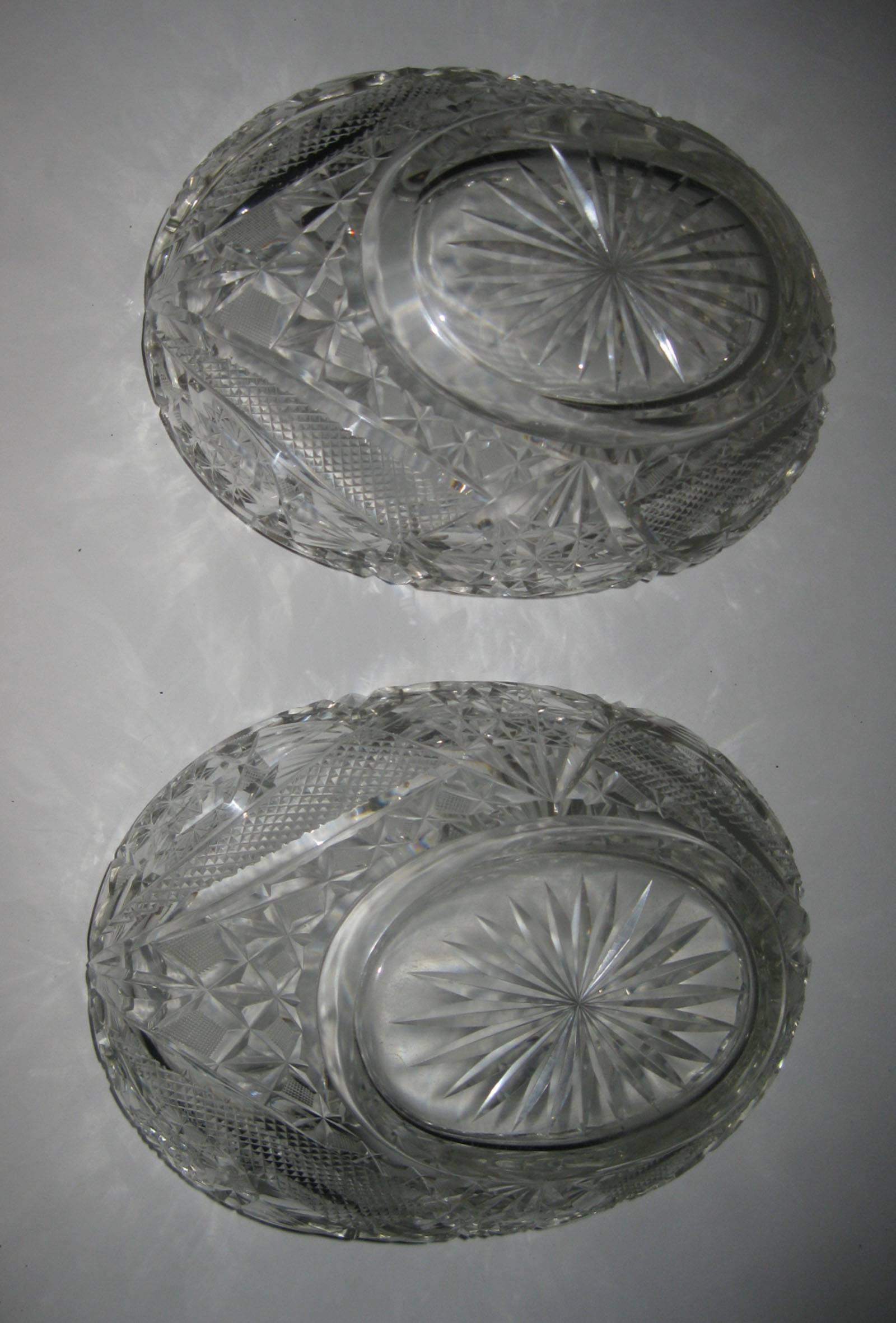 19th century Irish Cut Crystal Fruit Bowl Pair 1