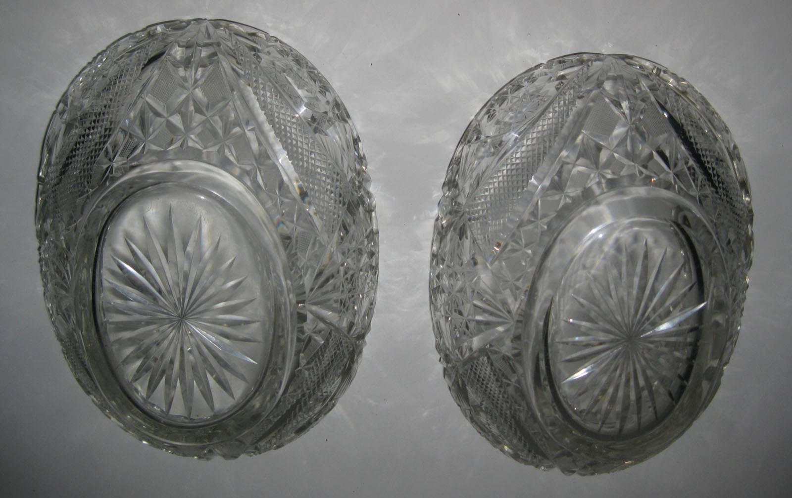 19th century Irish Cut Crystal Fruit Bowl Pair 4