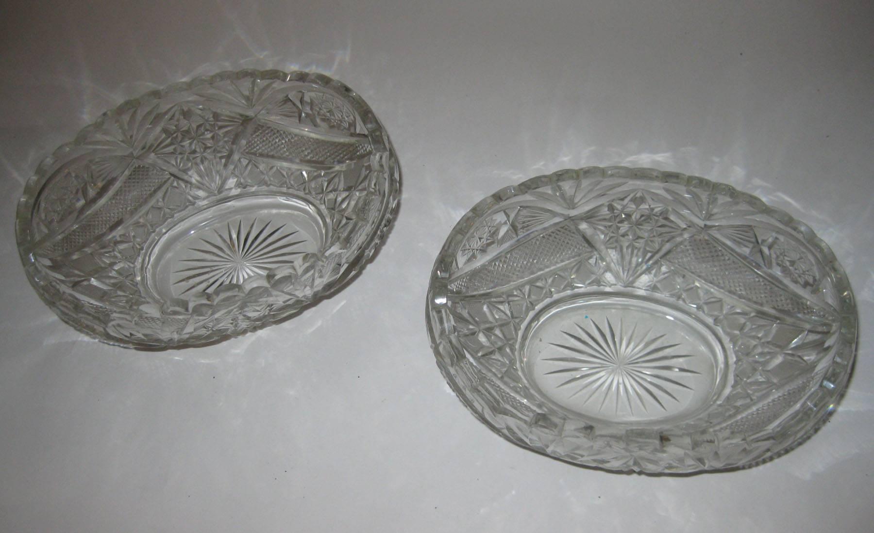 19th century Irish Cut Crystal Fruit Bowl Pair 5