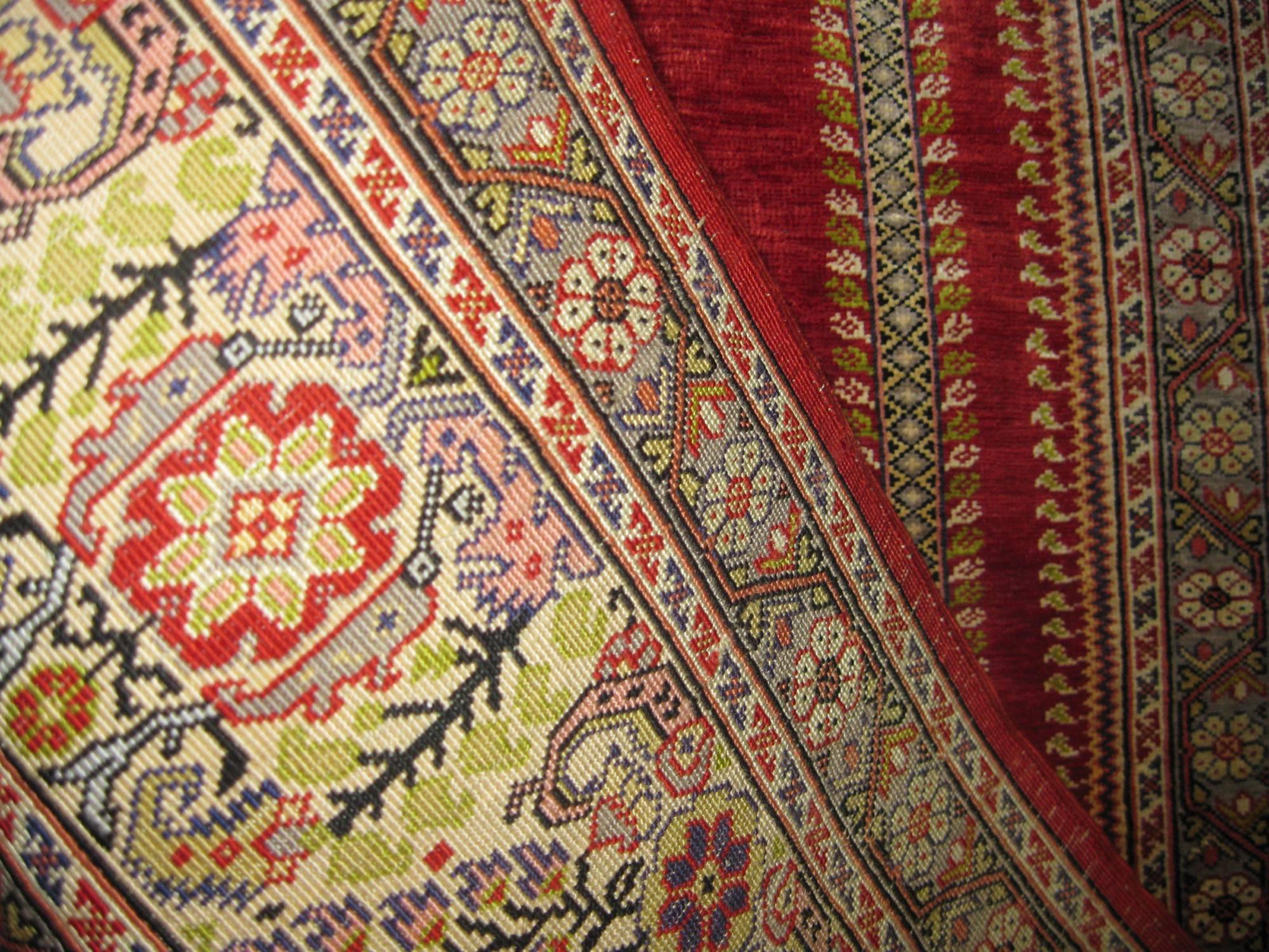 20th Century 20th century Turkish Silk Ghiordes Prayer Rug