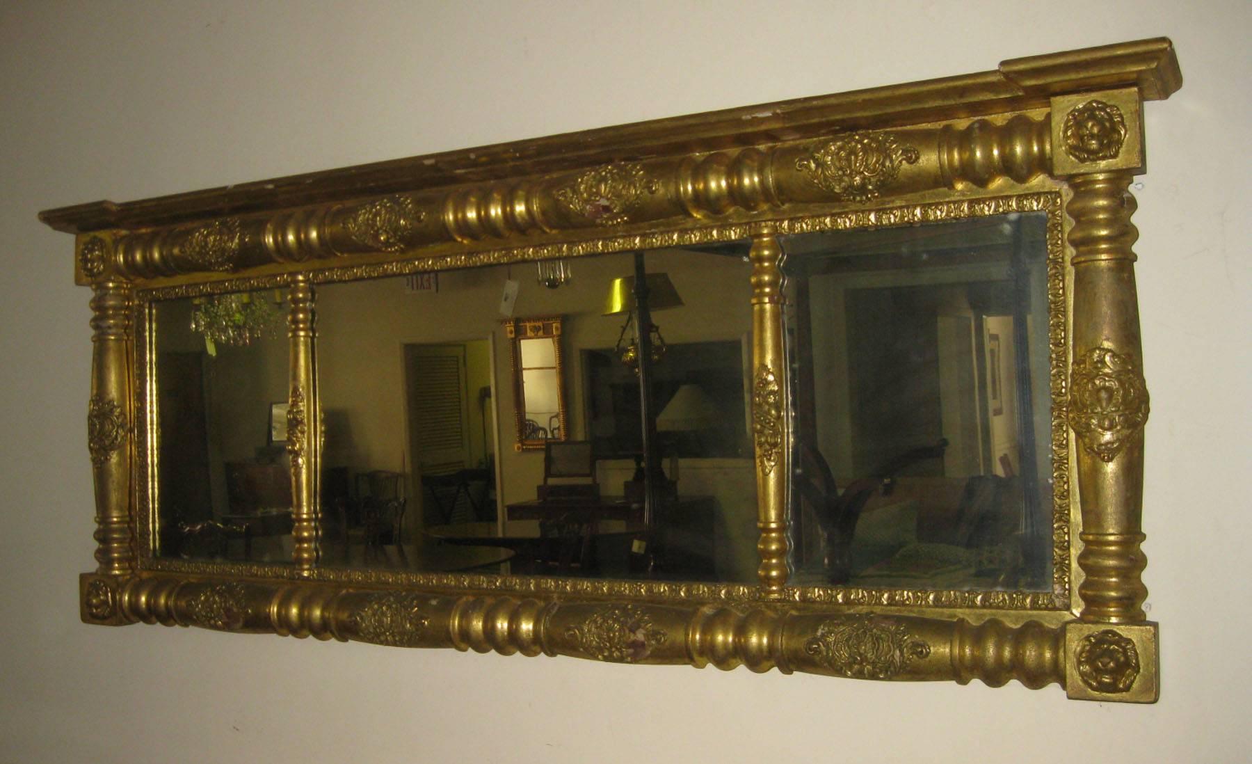 19th century Giltwood American Overmantel Mirror 1