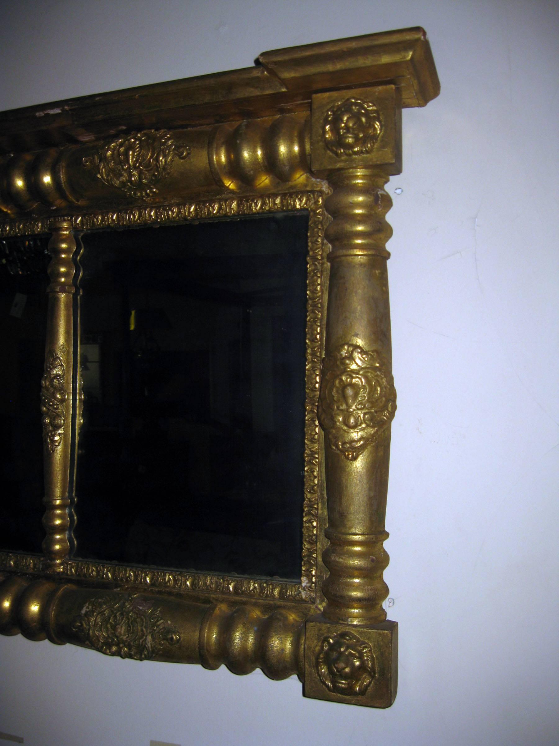 19th century Giltwood American Overmantel Mirror 2