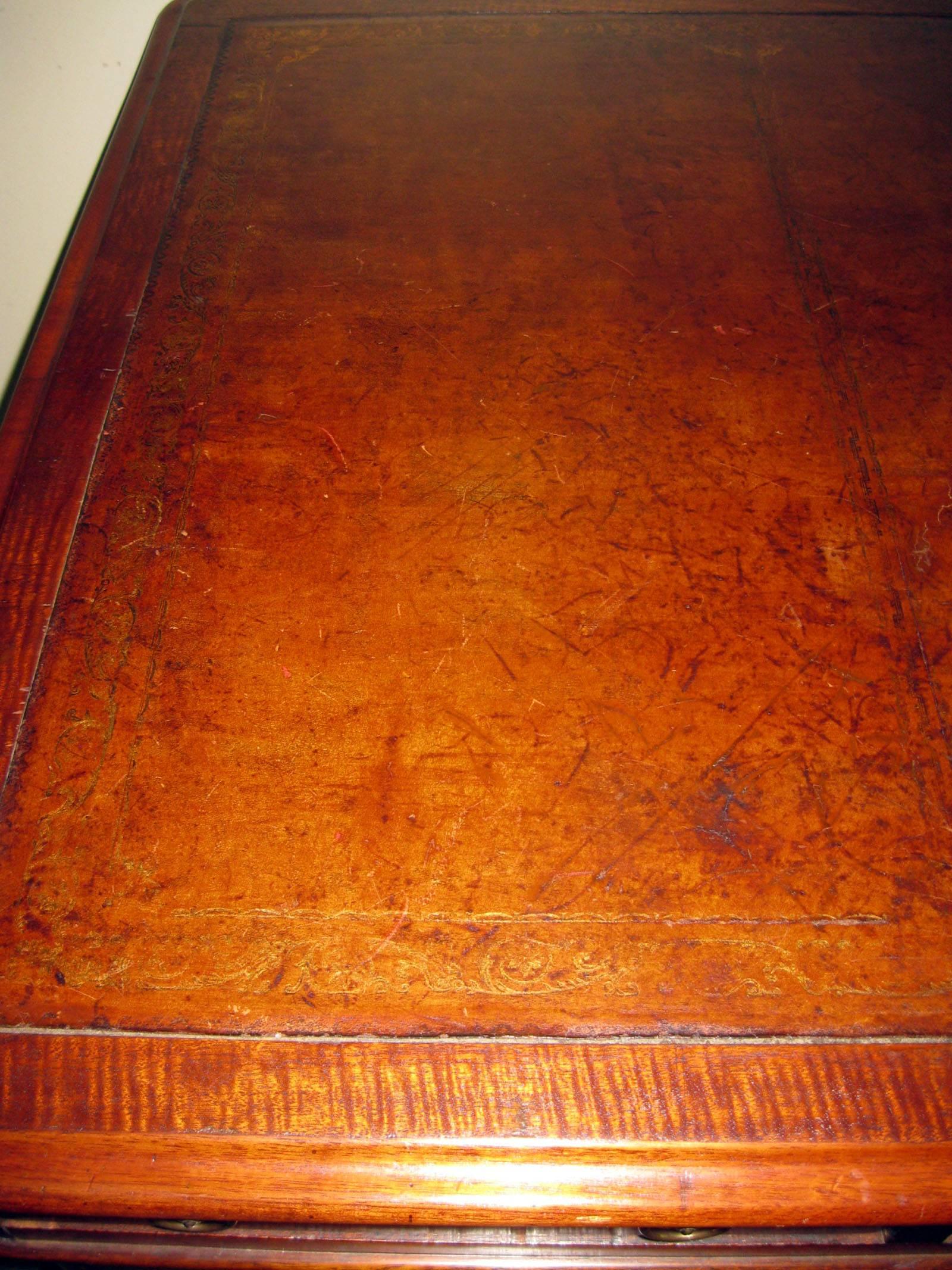 Embossed 19th century English Regency Mahogany Desk