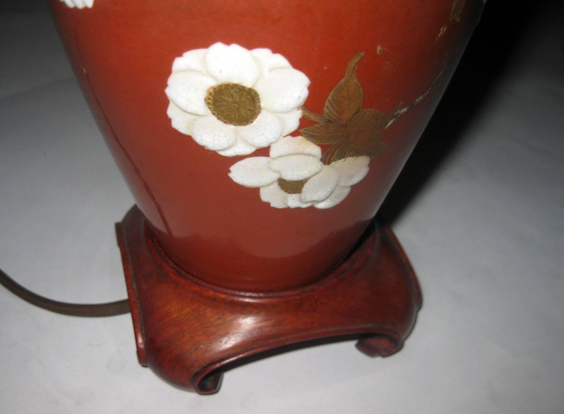 Late 19th Century 19th century Satsuma Porcelain Vase Table Lamp For Sale