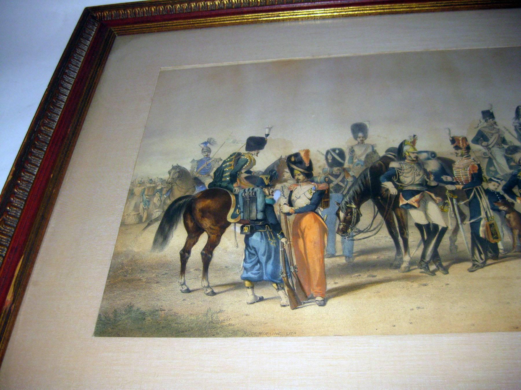Romantic Lithograph Print Signed R. de Moraine Crimean War