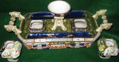 19th Century English Mason's Ironstone Inkstand