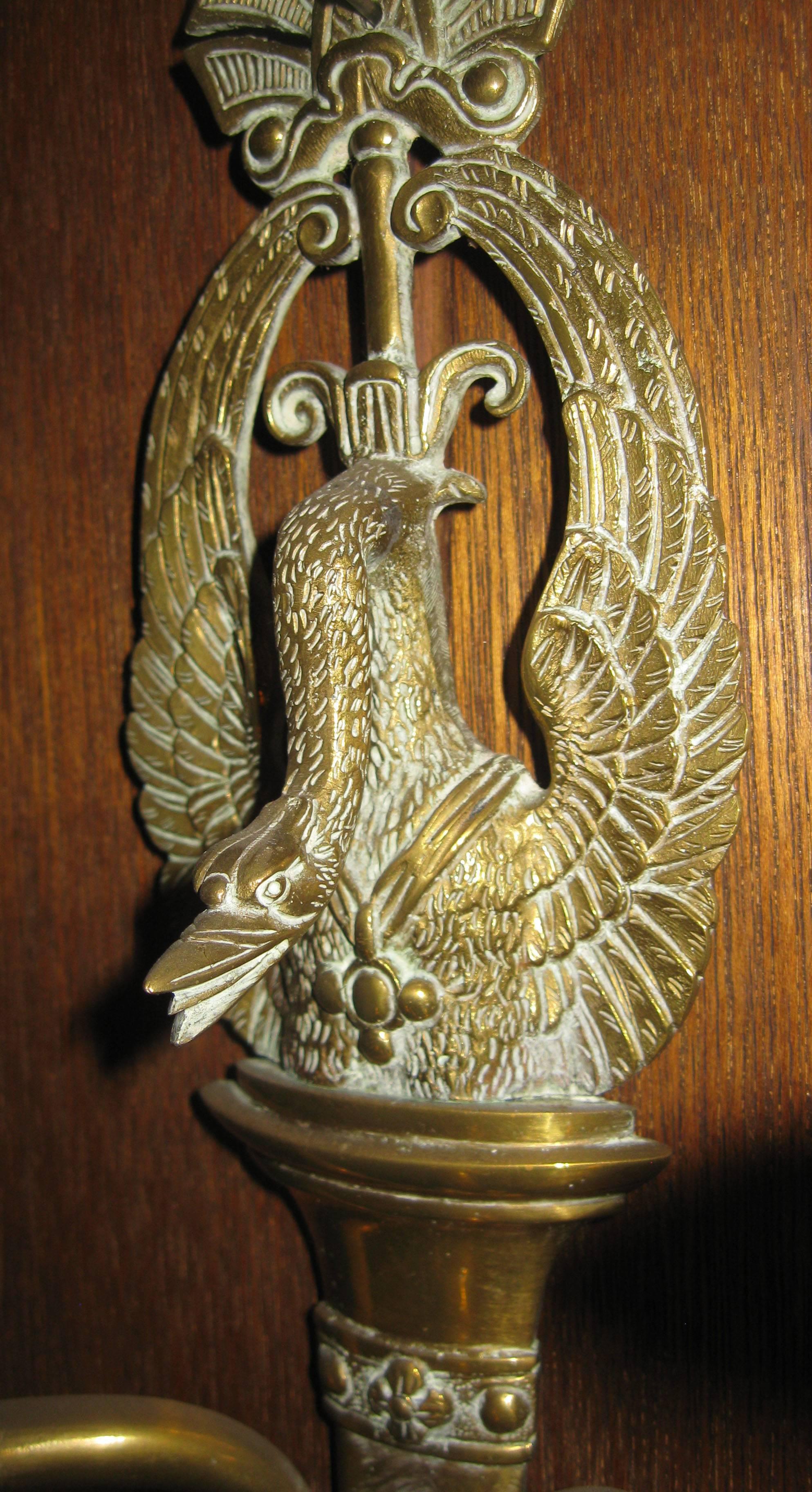 Mid-19th Century 19th century French Empire Swan Motif Sconce Pair For Sale