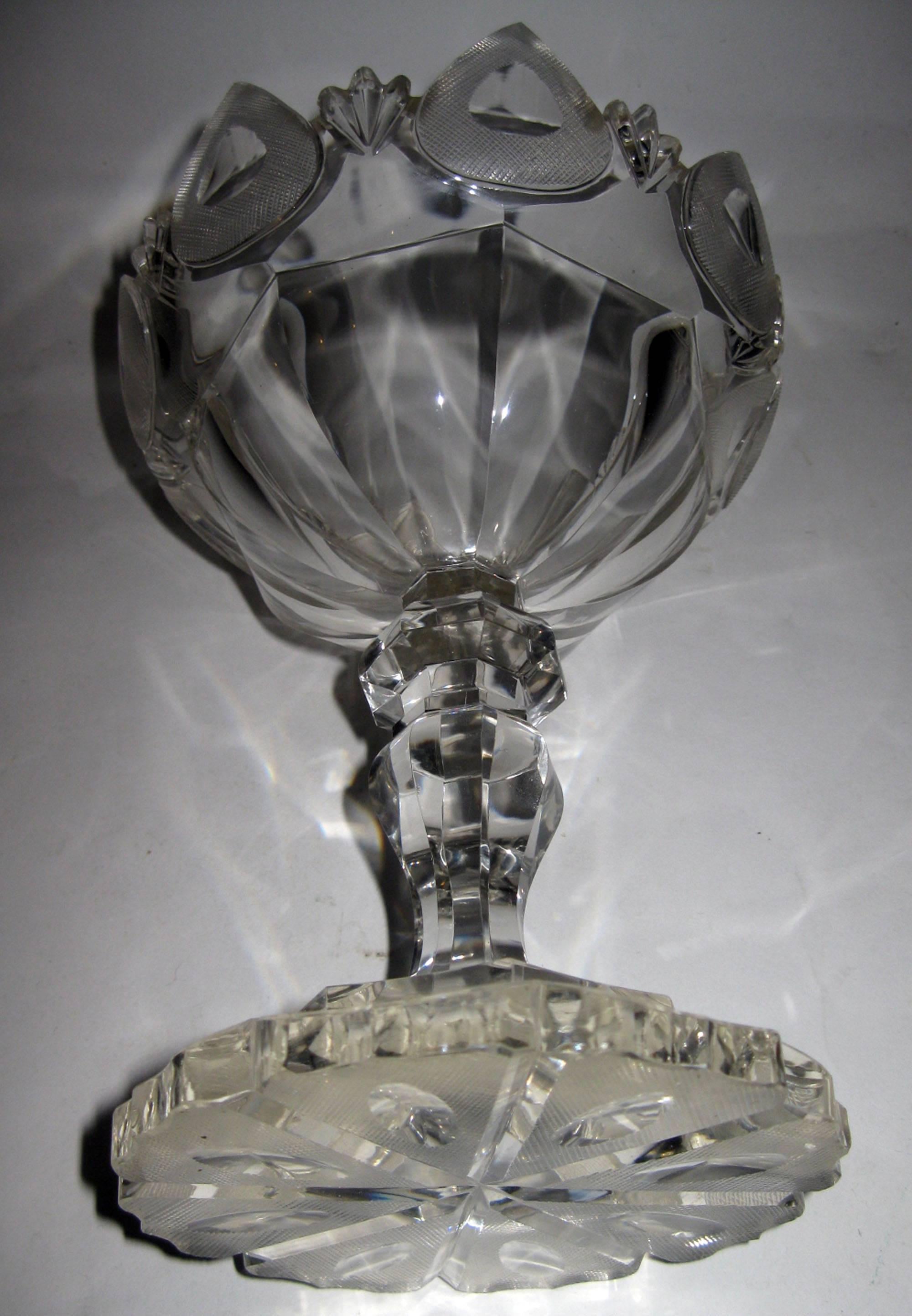 19th century English Georgian Flint Glass Compote Pair For Sale 3