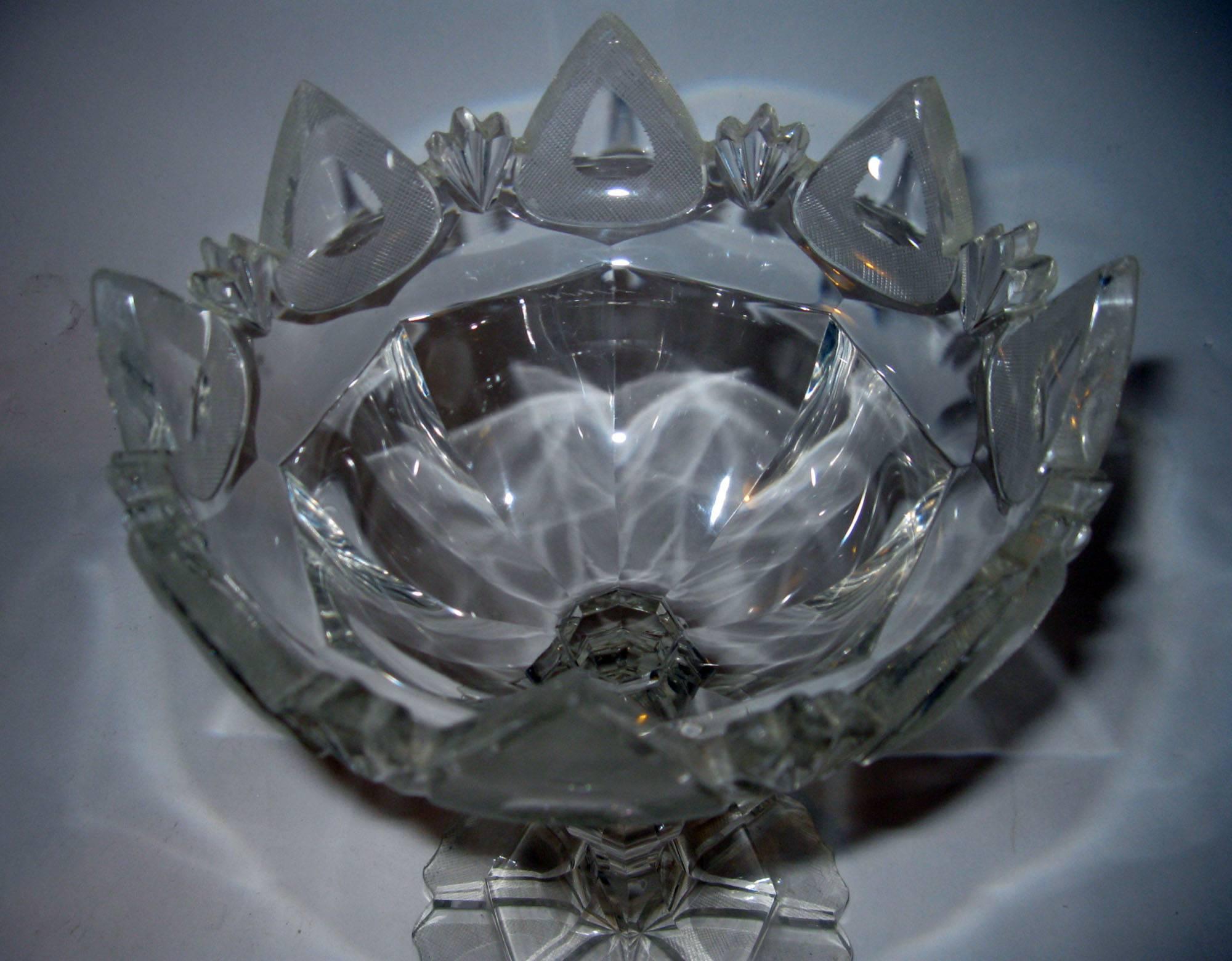 19th century English Georgian Flint Glass Compote Pair For Sale 4
