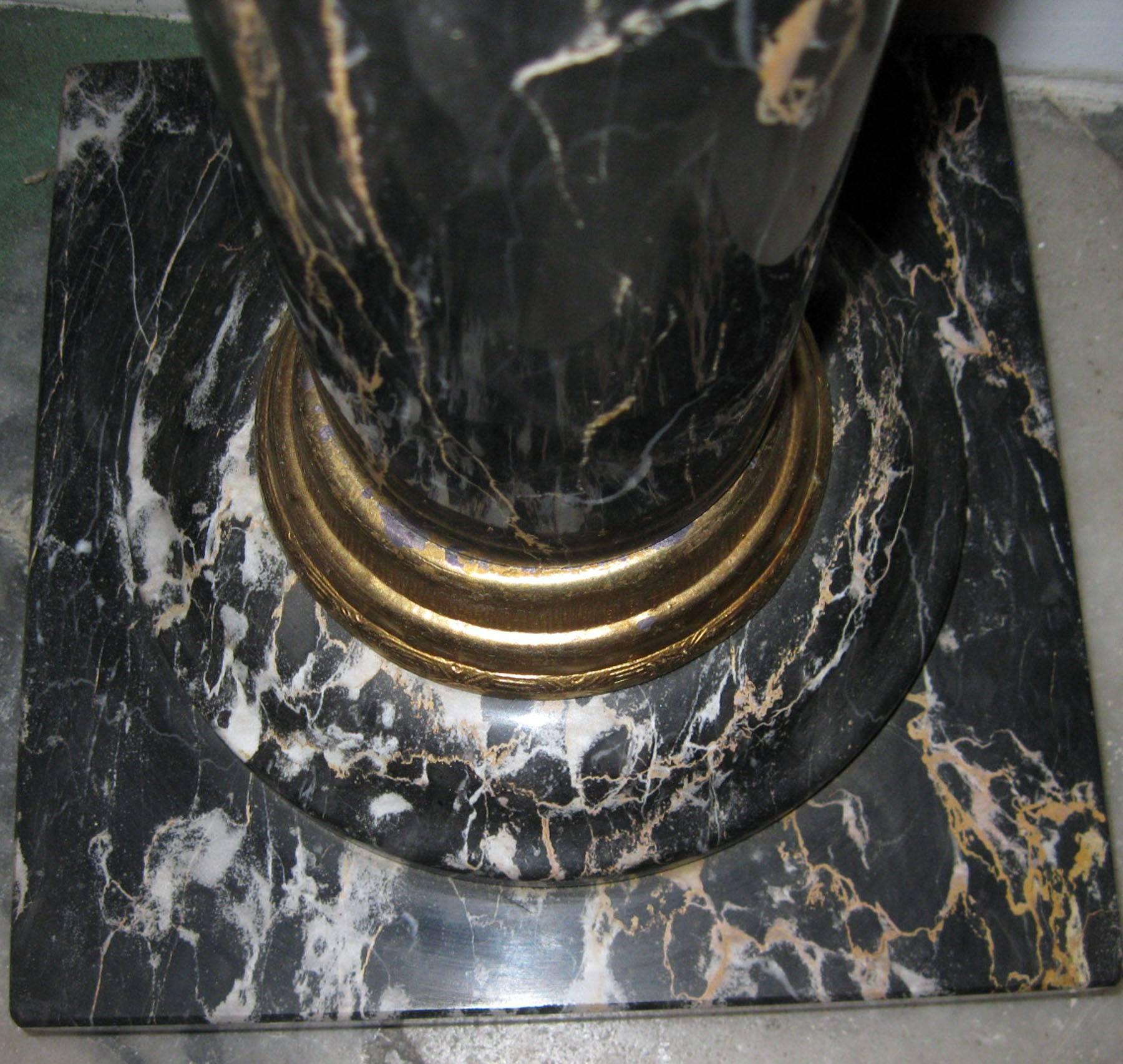 Neoclassical 19th century Doré Bronze and Marble French Pedestal For Sale