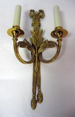 Mid-Century Gilded Bronze French Wall Sconces, Set of Four