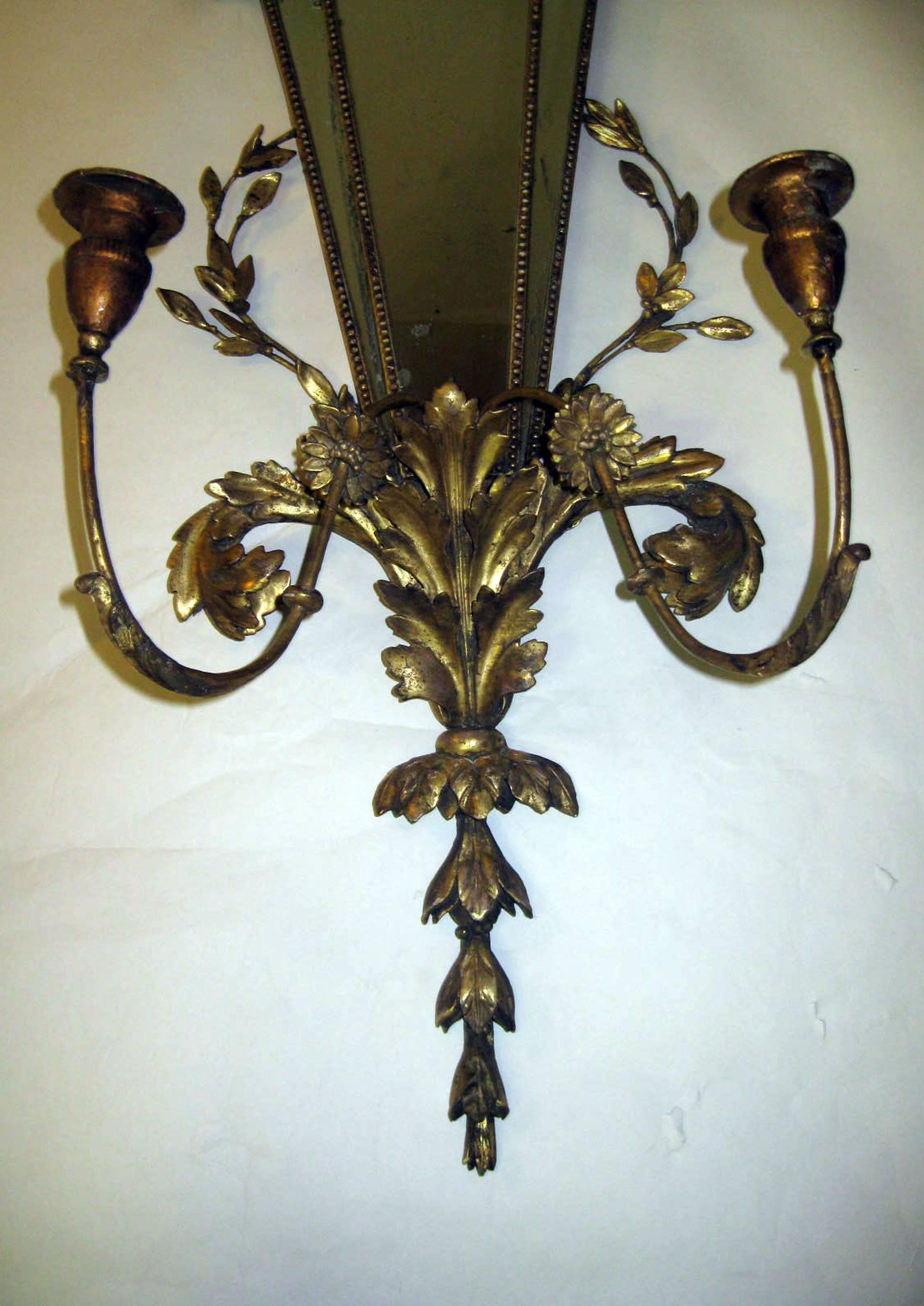 Baroque 19th Century Italian Gilt Wood Wall Sconces of Monumental Size