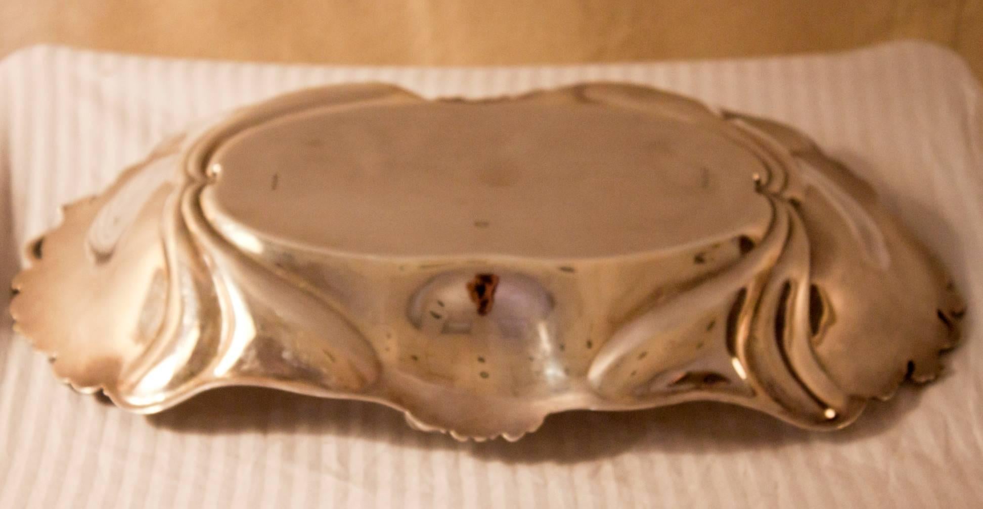 Art Nouveau Sterling Silver Bread Tray Opium Poppies 2