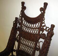 19th Century Natural Wicker Platform Rocker