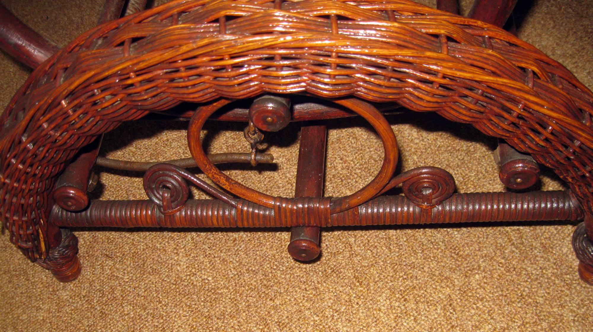 American 19th Century Natural Wicker Platform Rocker