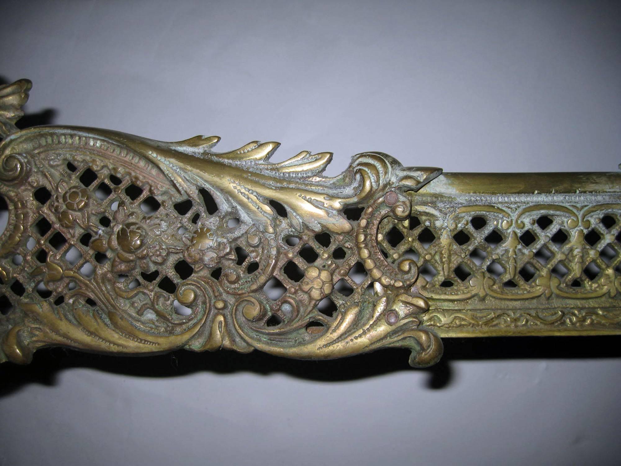 French 20th Century Louis XV Style Bronze Fireplace Fender