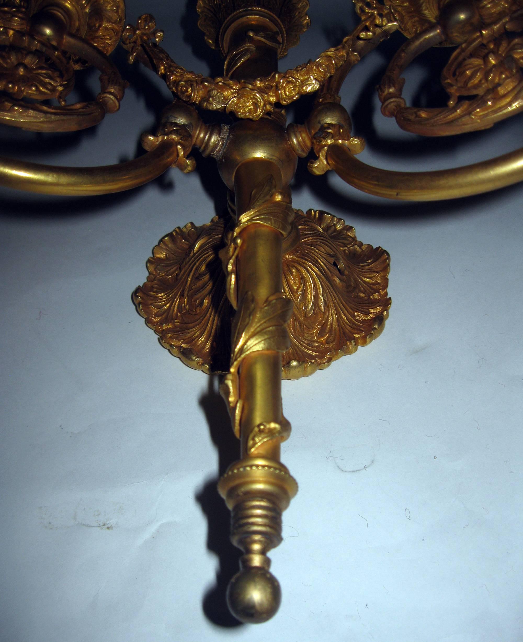 Early 20th Century 20th century Pair of French Bronze Doré Sconces For Sale
