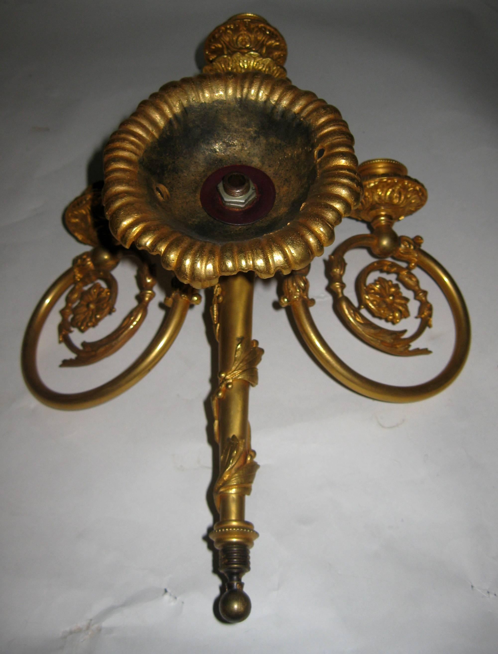 20th century Pair of French Bronze Doré Sconces For Sale 4