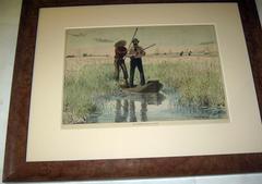19th century Framed Sporting Prints by A.B. Frost Set of Four