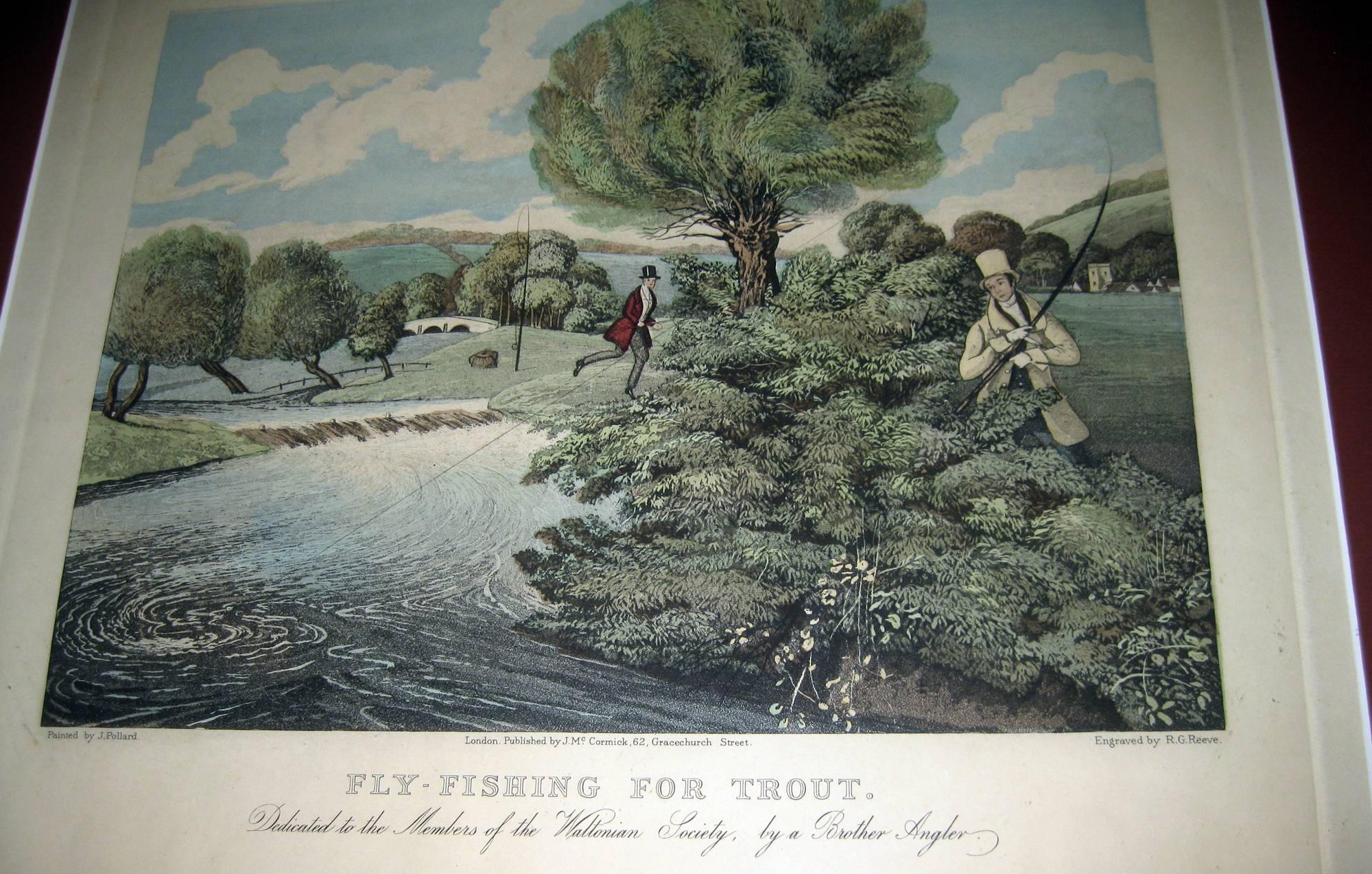 Victorian 19th century English Fishing Framed Aquatint Prints by R G Reeves For Sale