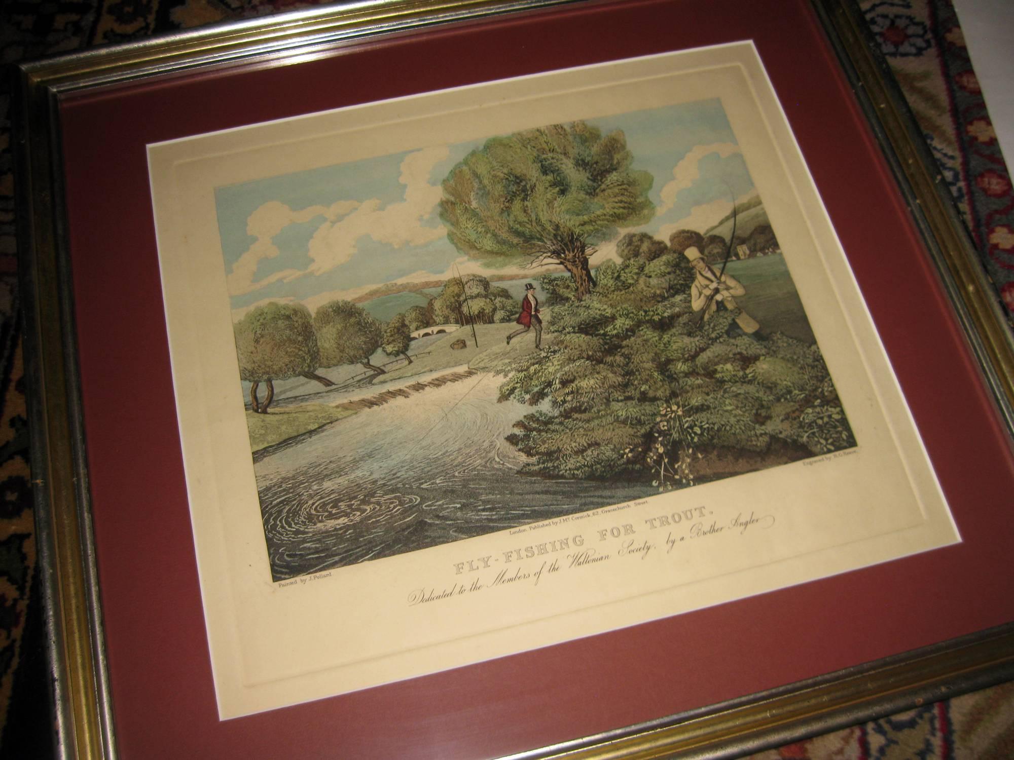 19th century English Fishing Framed Aquatint Prints by R G Reeves For Sale 3