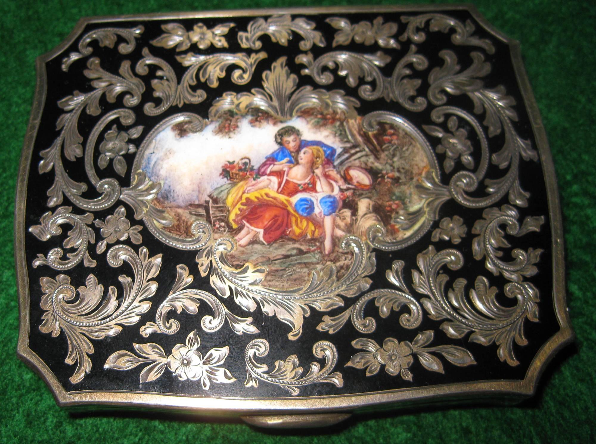 19th century Sterling Silver and Enamel Calling Card Case In Good Condition In Savannah, GA