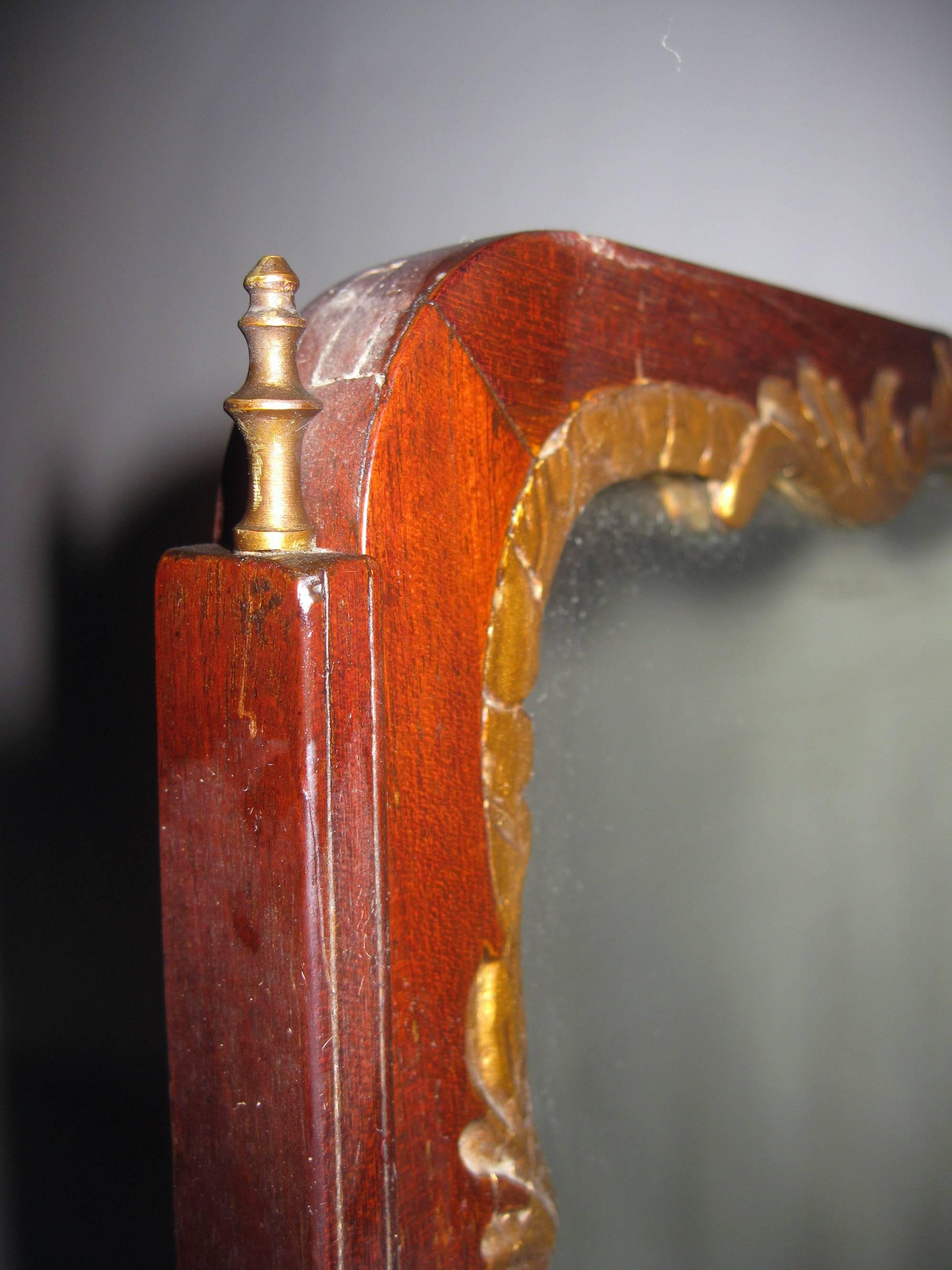 Brass 19th century Georgian Mahogany Dressing Mirror For Sale