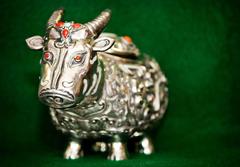 19th Century Chinese Silver Oxen Boxes